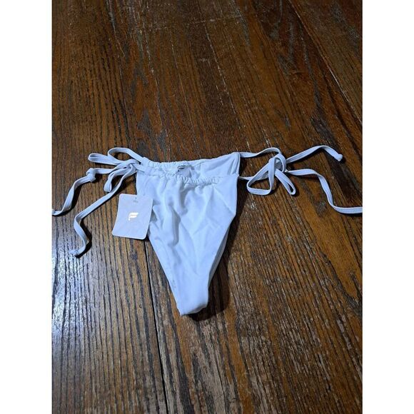 New Medium Fabletics Bright White High Cut String Cheeky Bikini Swim Bottoms - Picture 6 of 8